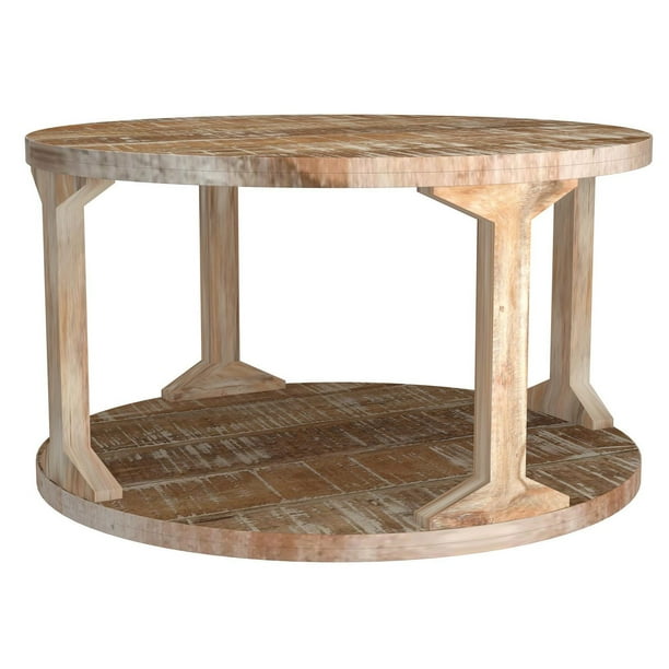 Rustic Modern Solid Wood Coffee Table in Distressed Natural - Walmart.ca
