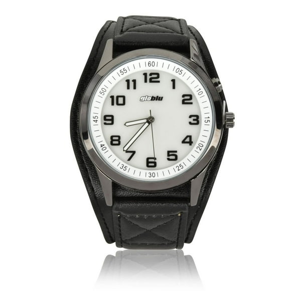 Globlu Mens Black Strap Night Light Watch