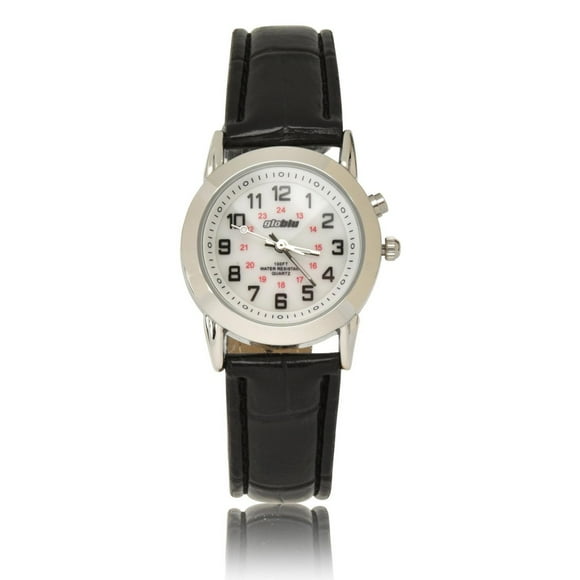 Globlu Ladies Black Strap Night Light Watch
