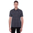 thumbnail image 1 of Dark Black Men's Short-Sleeve Plaid Button-Down Shirt with Pockets, 1 of 6