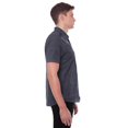thumbnail image 2 of Dark Black Men's Short-Sleeve Plaid Button-Down Shirt with Pockets, 2 of 6