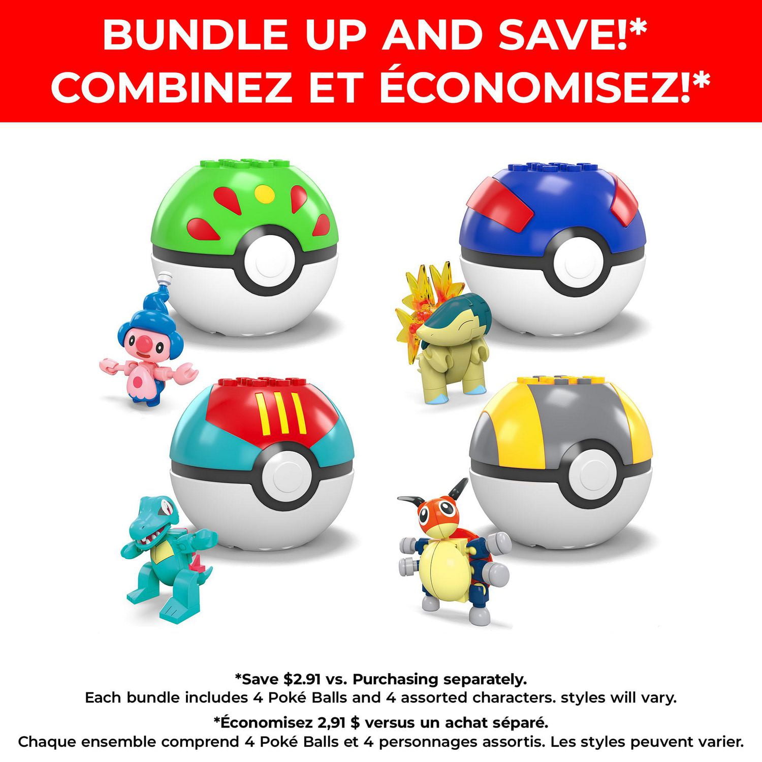 MEGA Pokémon Coffret Construction avec 4 Figurines Articulées Et 1 Poké  Ball, Inclus Pikachu Et 3 Nouveaux Pokémon Starters, 79 Pièces, À  Collectionner, Jouet Enfant, Dès 3 Ans, HPX92 : : Jeux et Jouets