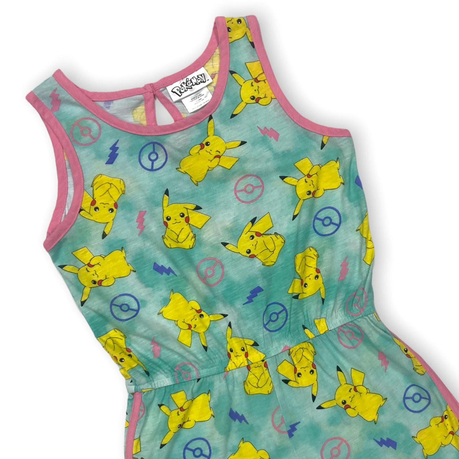 Pokemon Barboteuse courte sans manche avec élastique à la taille pour fille