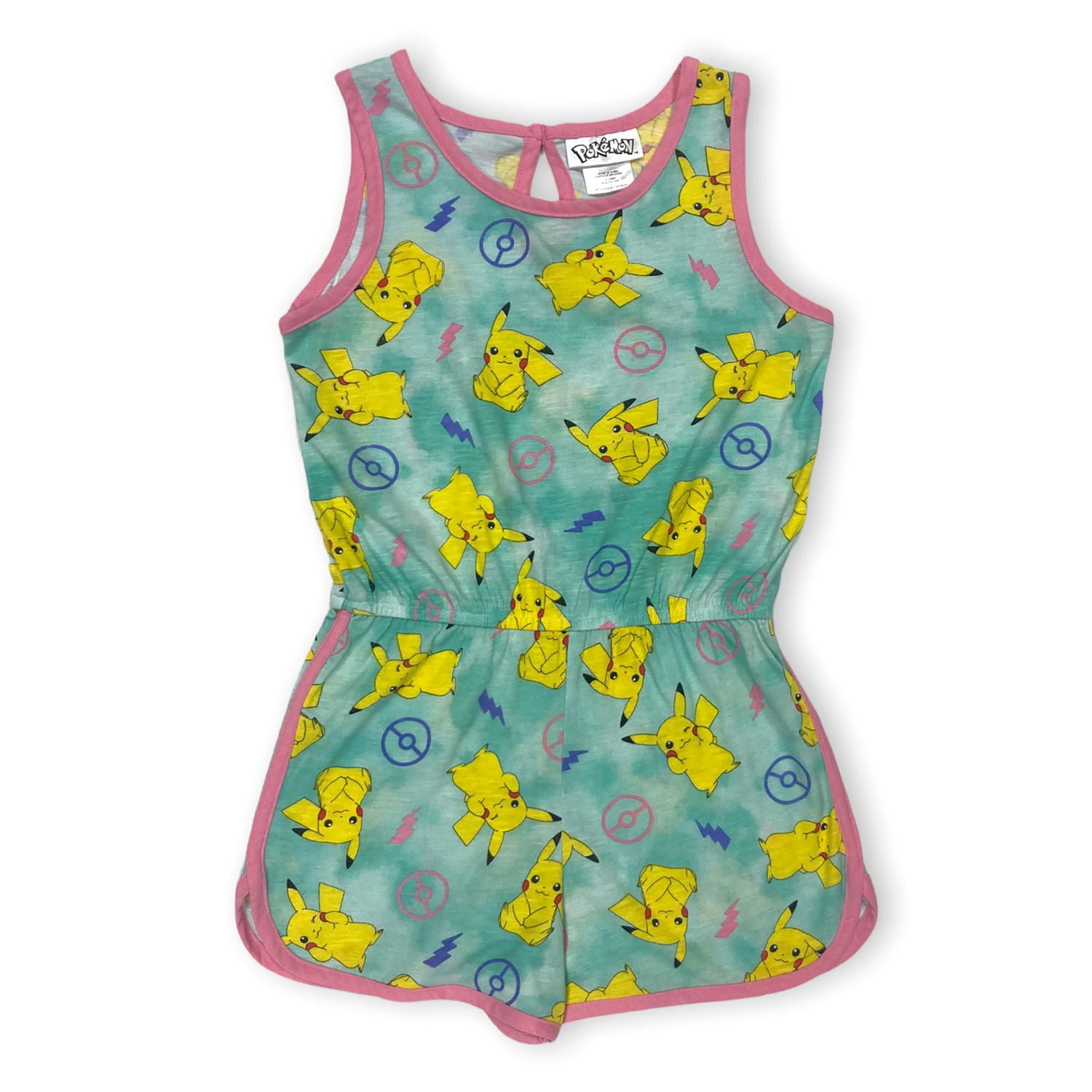 Pokemon Barboteuse courte sans manche avec élastique à la taille pour fille