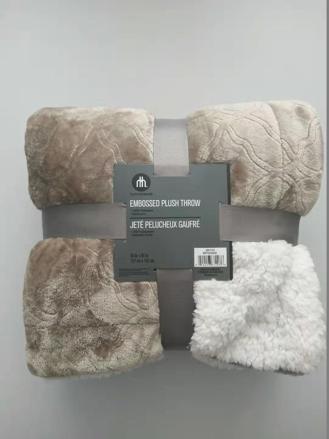 hometrends Embossed Reversible Sherpa Throw, Extra soft & plush