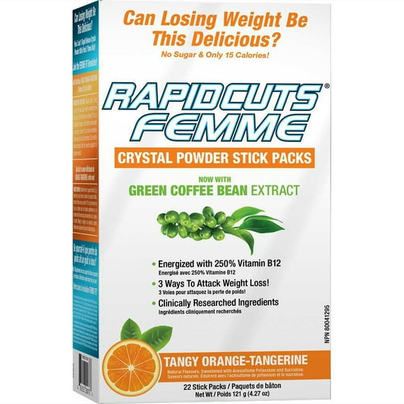 Rapidcuts Femme Poudre de Supplément Orange Brûlante Graisse Fat Burning 22 paquets de cristaux de mandarine orange, 99 g
