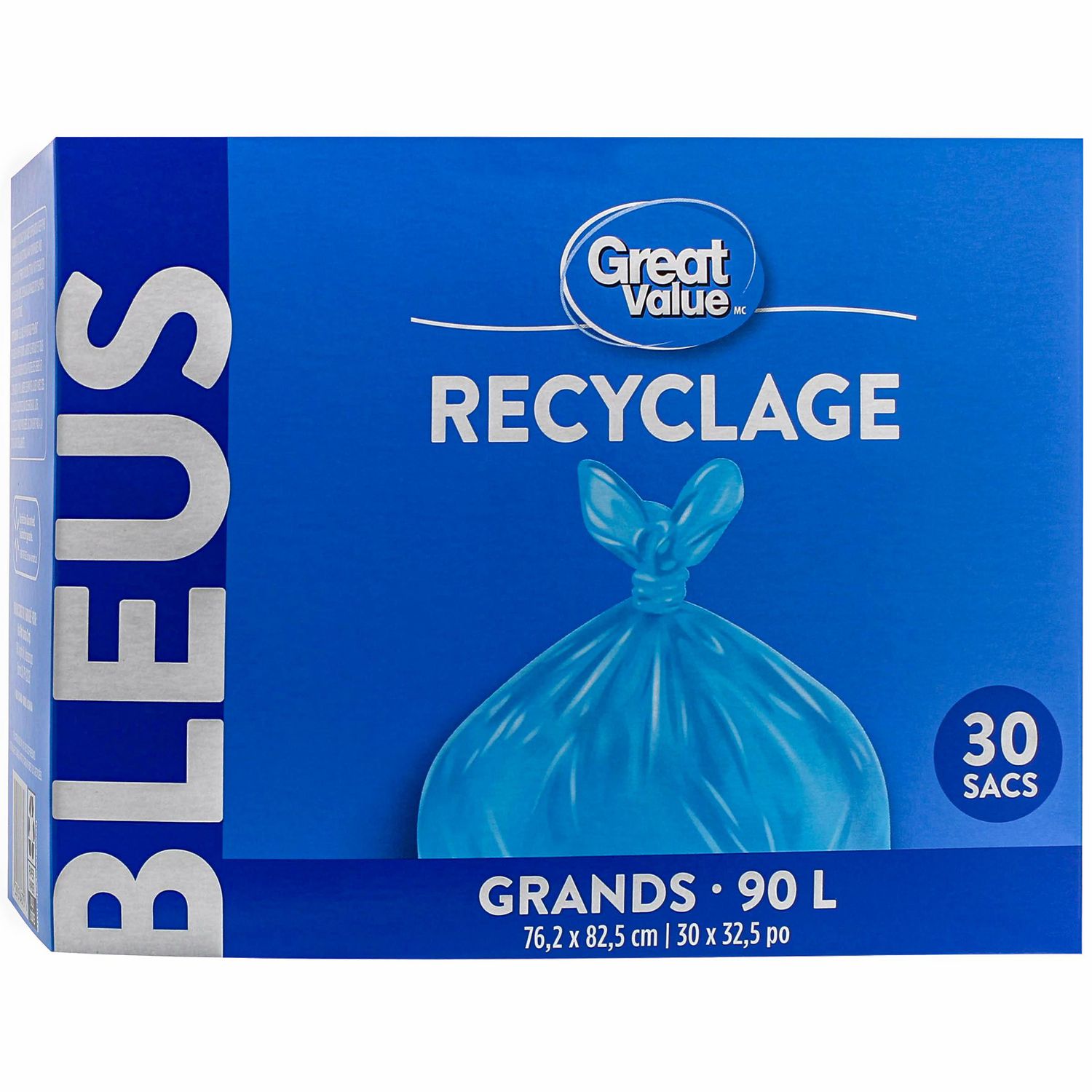 Great Value Large Blue Recycle Bags 76.2 x 82.5 cm Walmart