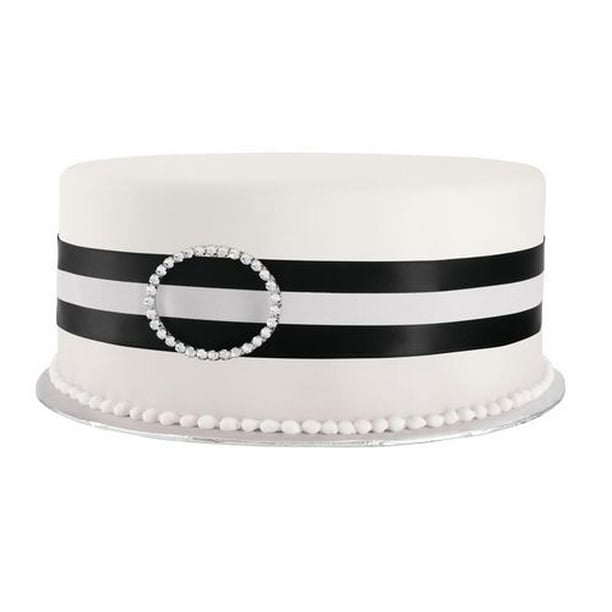 Décoration pour gâteau noucle ruban noir et blanc