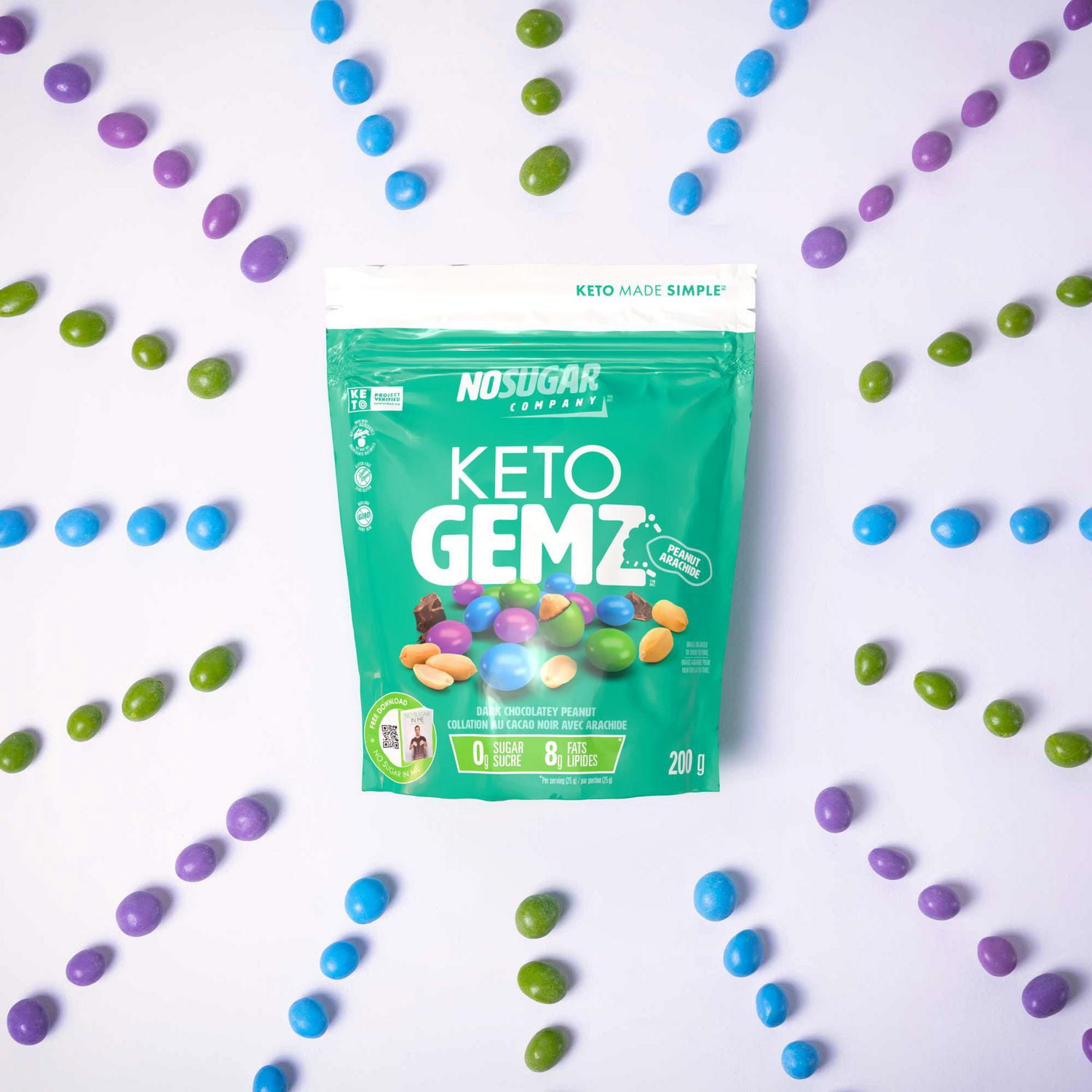 No Sugar Keto Gemz Dark Chocolatey Peanut