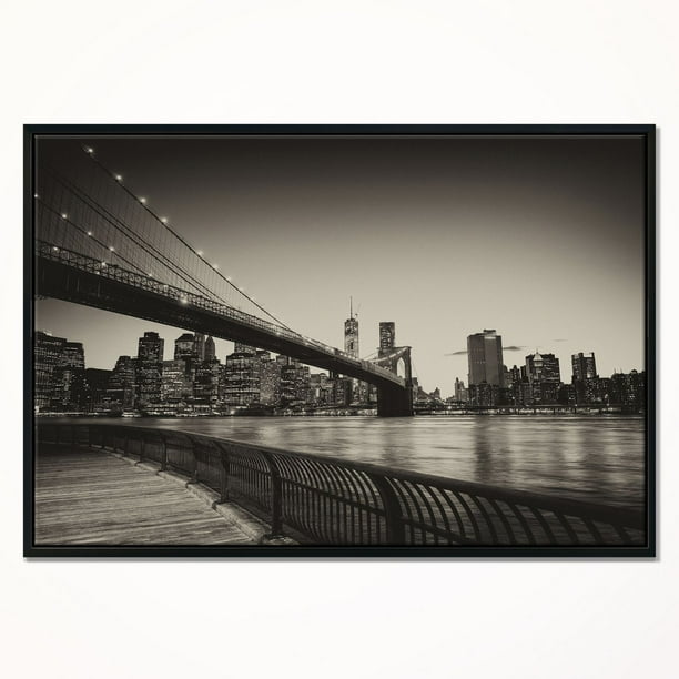 Peinture sur toile - Pont de Brooklyn noir et blanc - Poster et