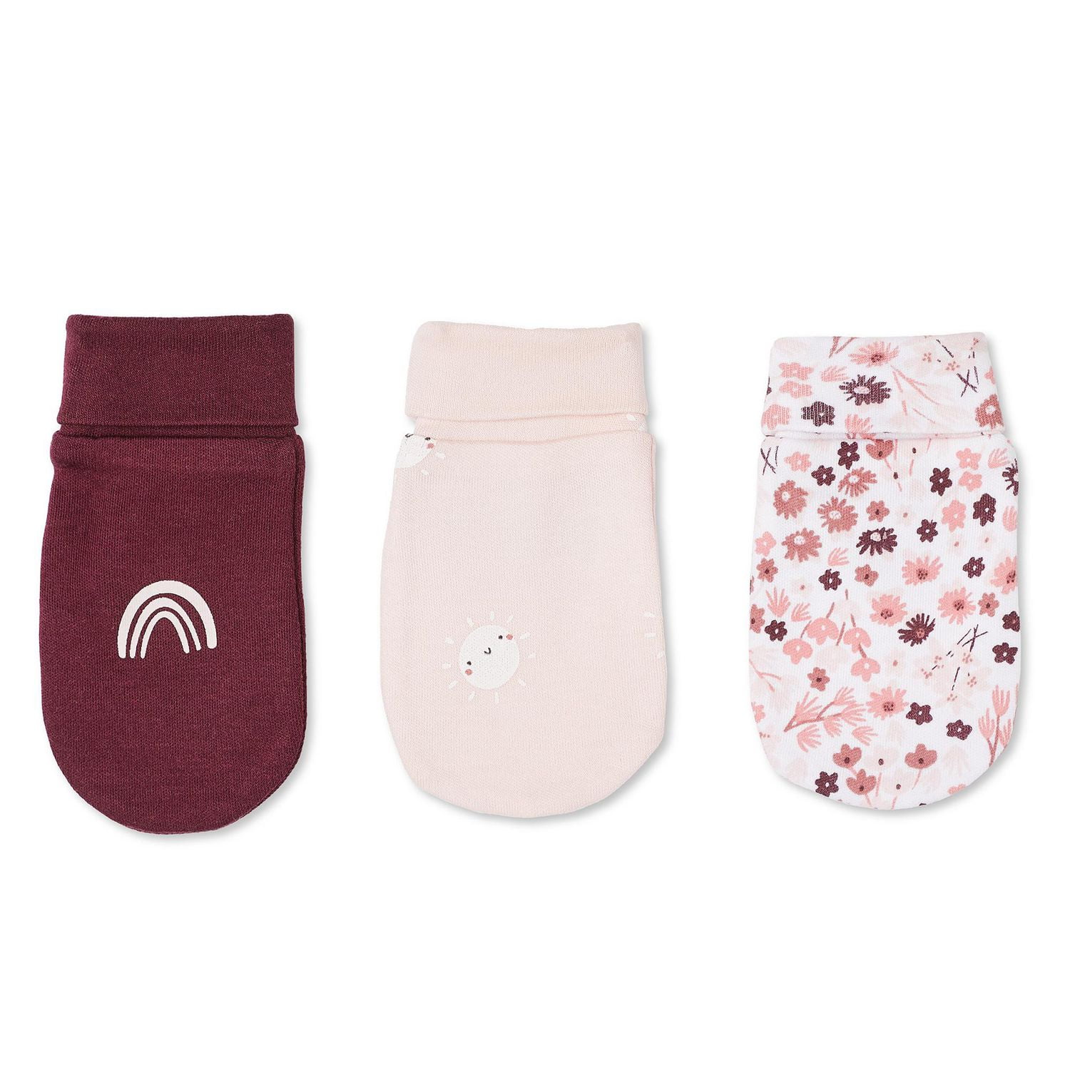 George Baby Girls' Mittens 3-Pack, One Size