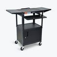 thumbnail image 3 of Luxor Adjustable-Height Steel AV Cart - Pullout Keyboard Tray, Cabinet, Drop Leaf, 3 of 3