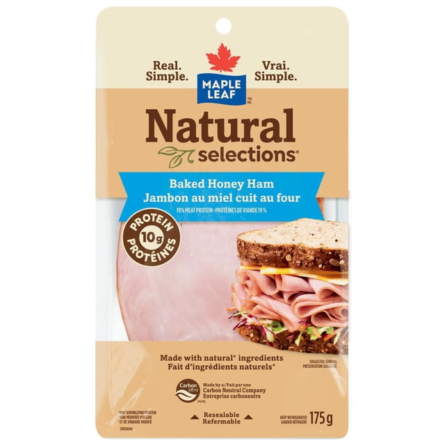 Maple Leaf Natural Selections Sliced Baked Honey Deli Ham, 175 g