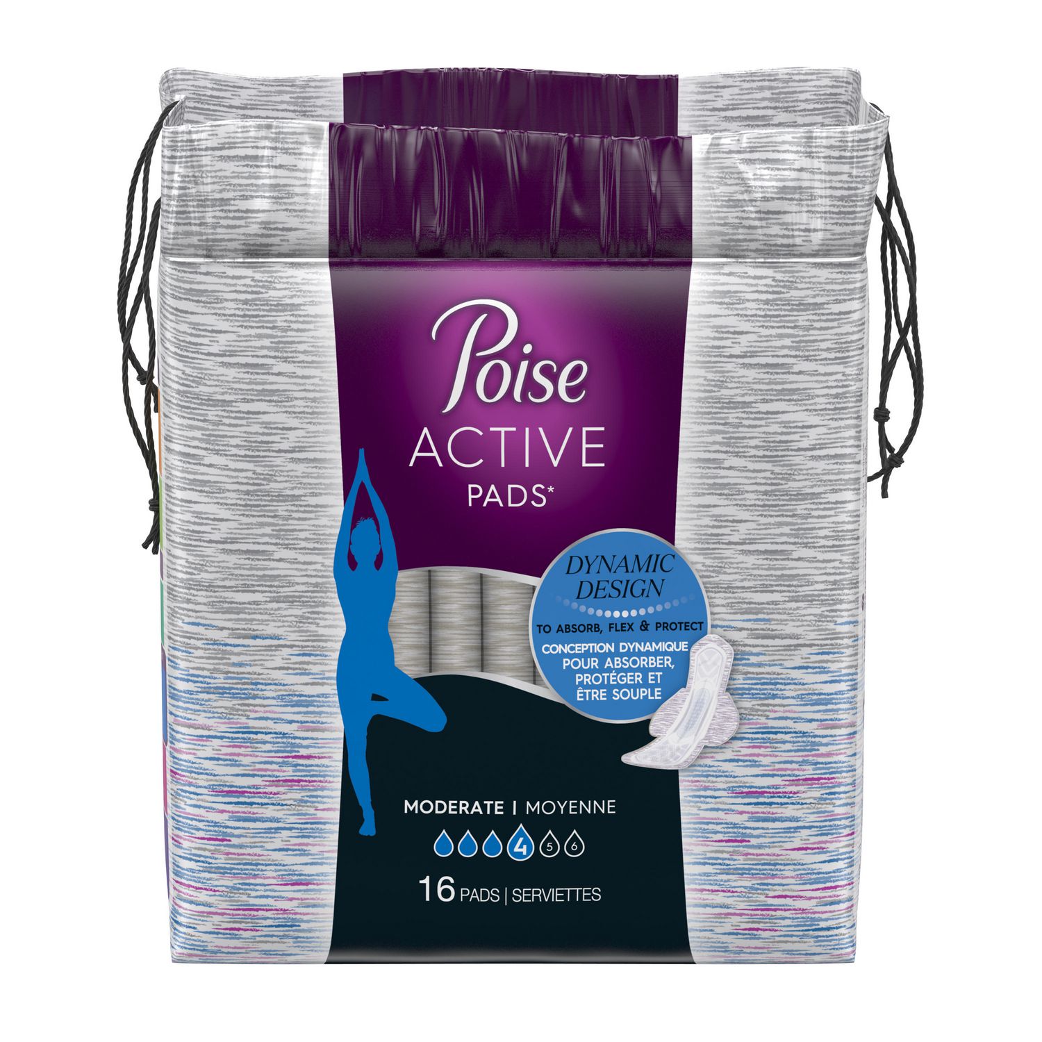 Poise Active Incontinence Pads, Moderate Absorbency, Unscented, Winged, Long Length Walmart Canada