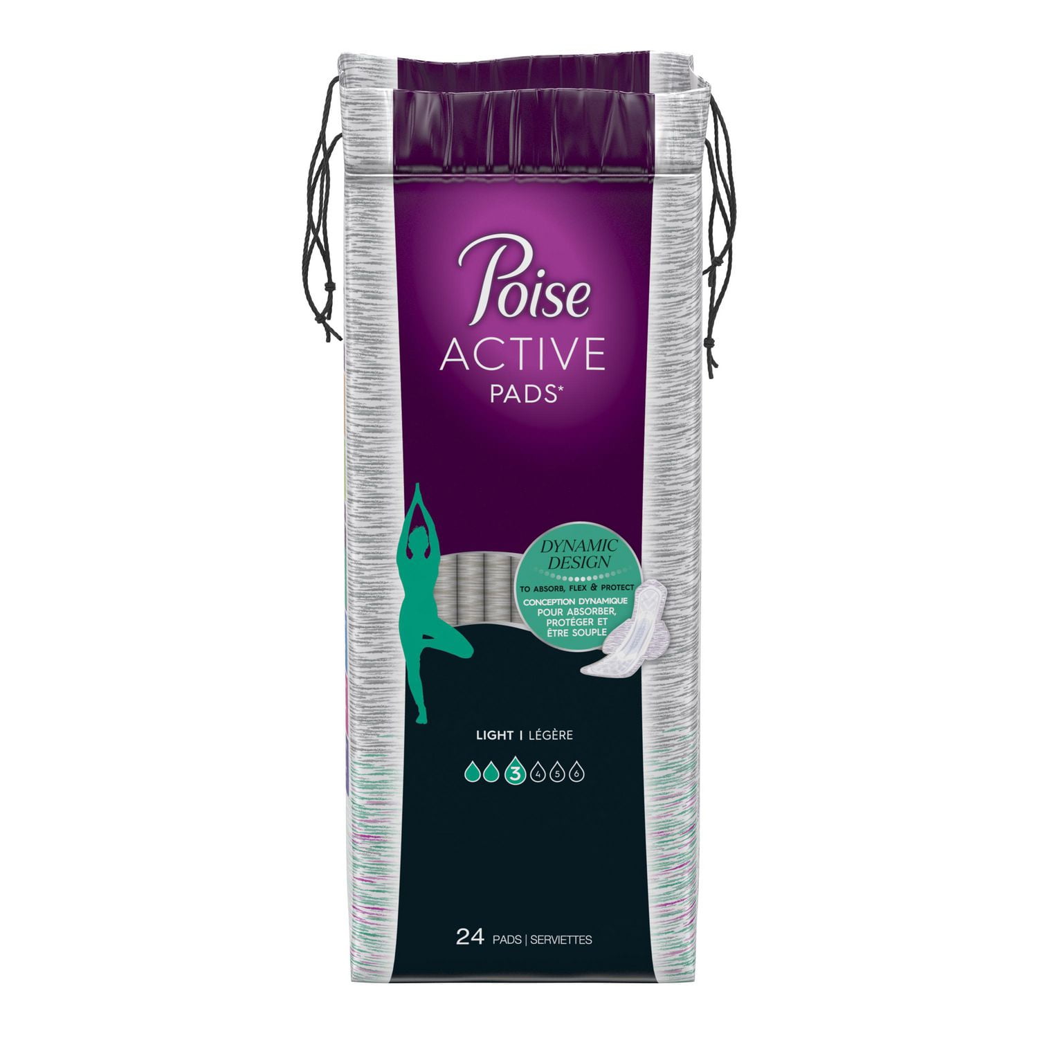 Poise Active Incontinence Pads, Light Absorbency, Unscented, Winged
