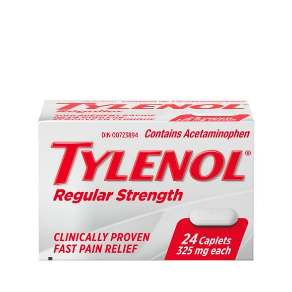 Tylenol Regular Strength Pain Relief Acetaminophen 325mg Caplets, 24 Count