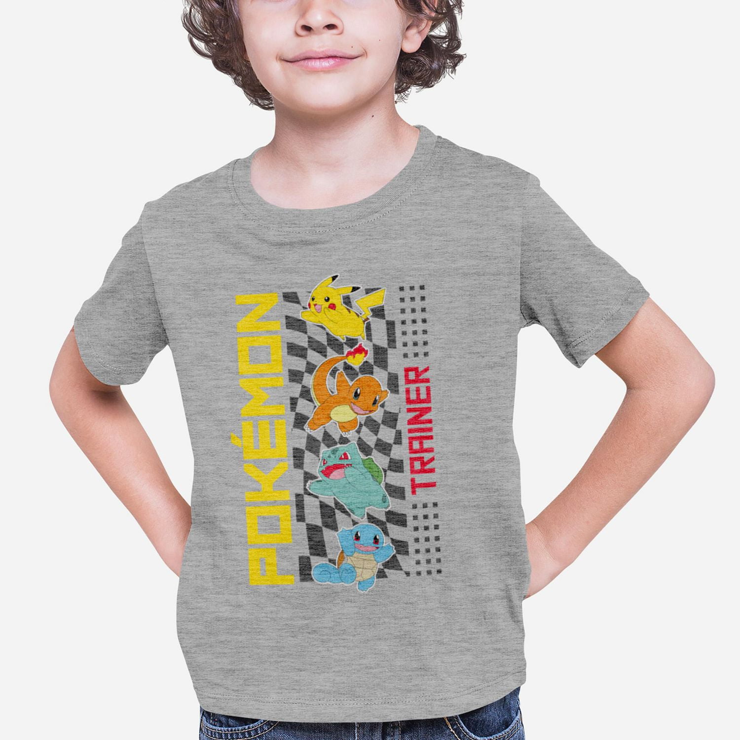 Pokemon T-shirt de base pour garçon. Ce t-shirt à col rond pour garçons a des manches courtes et un imprimé tendance et Tailles 4 à 16
