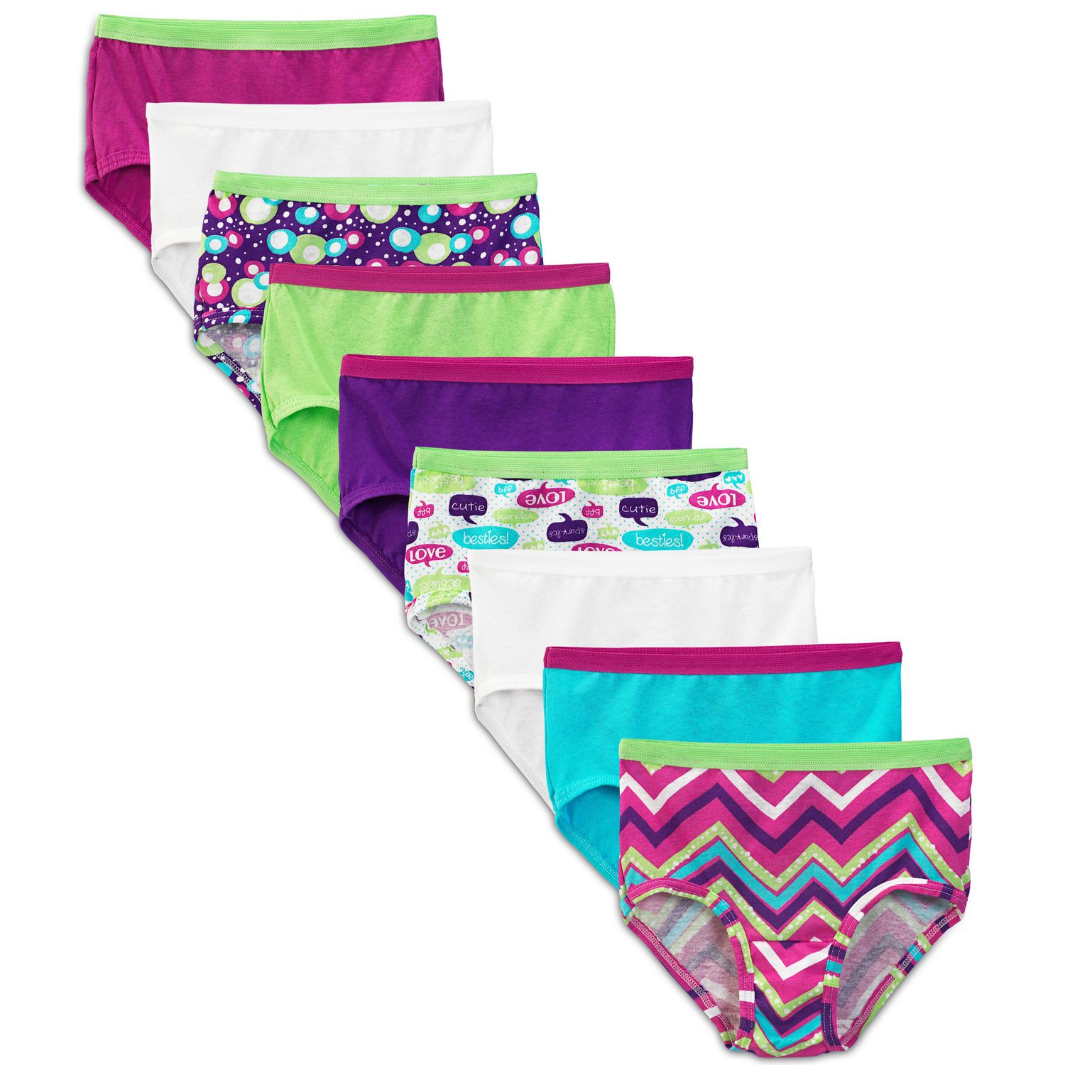 Fruit of the Loom Girls Cotton Brief, 9 Pack 