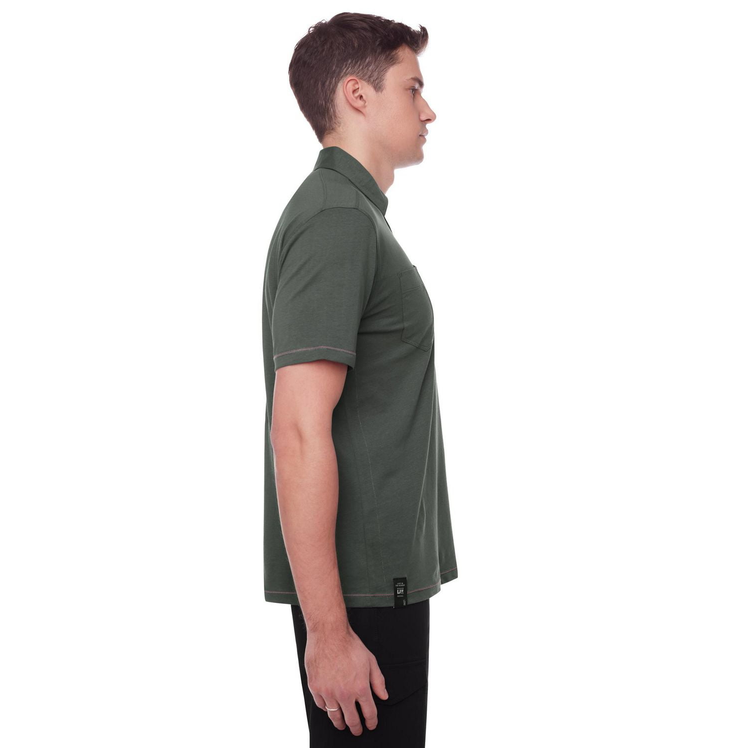 Dark Black Men's Short-Sleeve Graphic Polo with Pockets