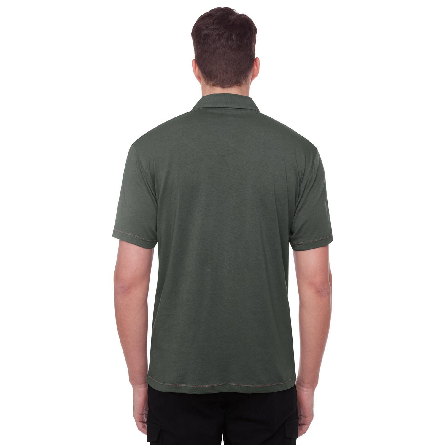 Dark Black Men's Short-Sleeve Graphic Polo with Pockets