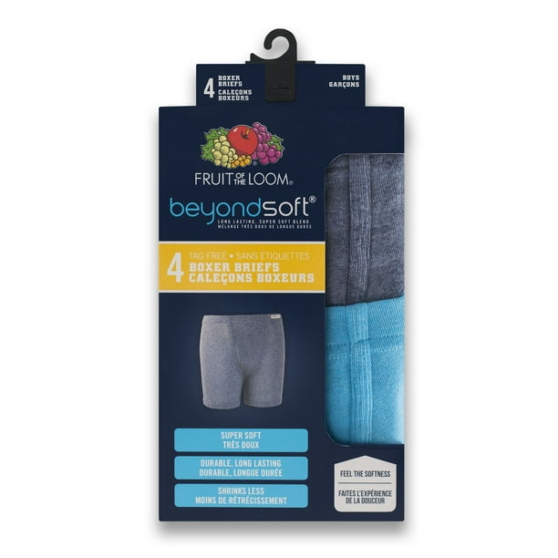 Fruit of the Loom Boys' beyond Soft Boxer Briefs, Pack of 4 