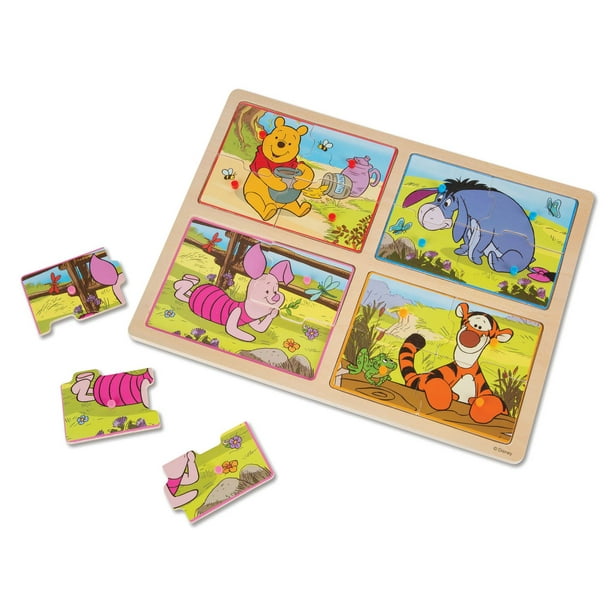 Mon premier Puzzle à boutons en bois de 16 pièces Winnie l'ourson de Melissa & Doug
