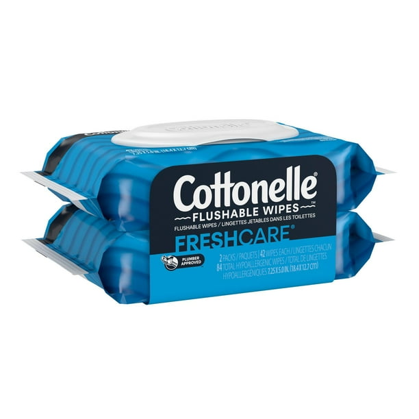 FreshCare débarbouillettes jetables dans les toilettes, 84 unités –  Cottonelle : Désodorisant et rafraîchissant