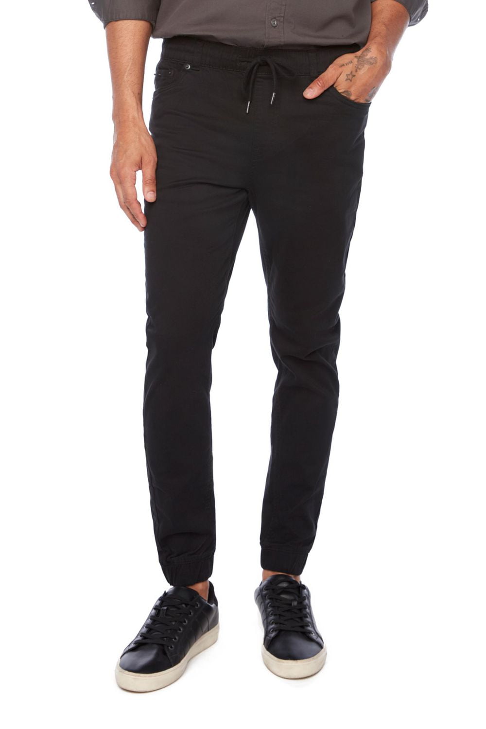 Jeaniologie ™ Men's 5-pocket Classic Cuffed Jogger- Black, size 28 - 38