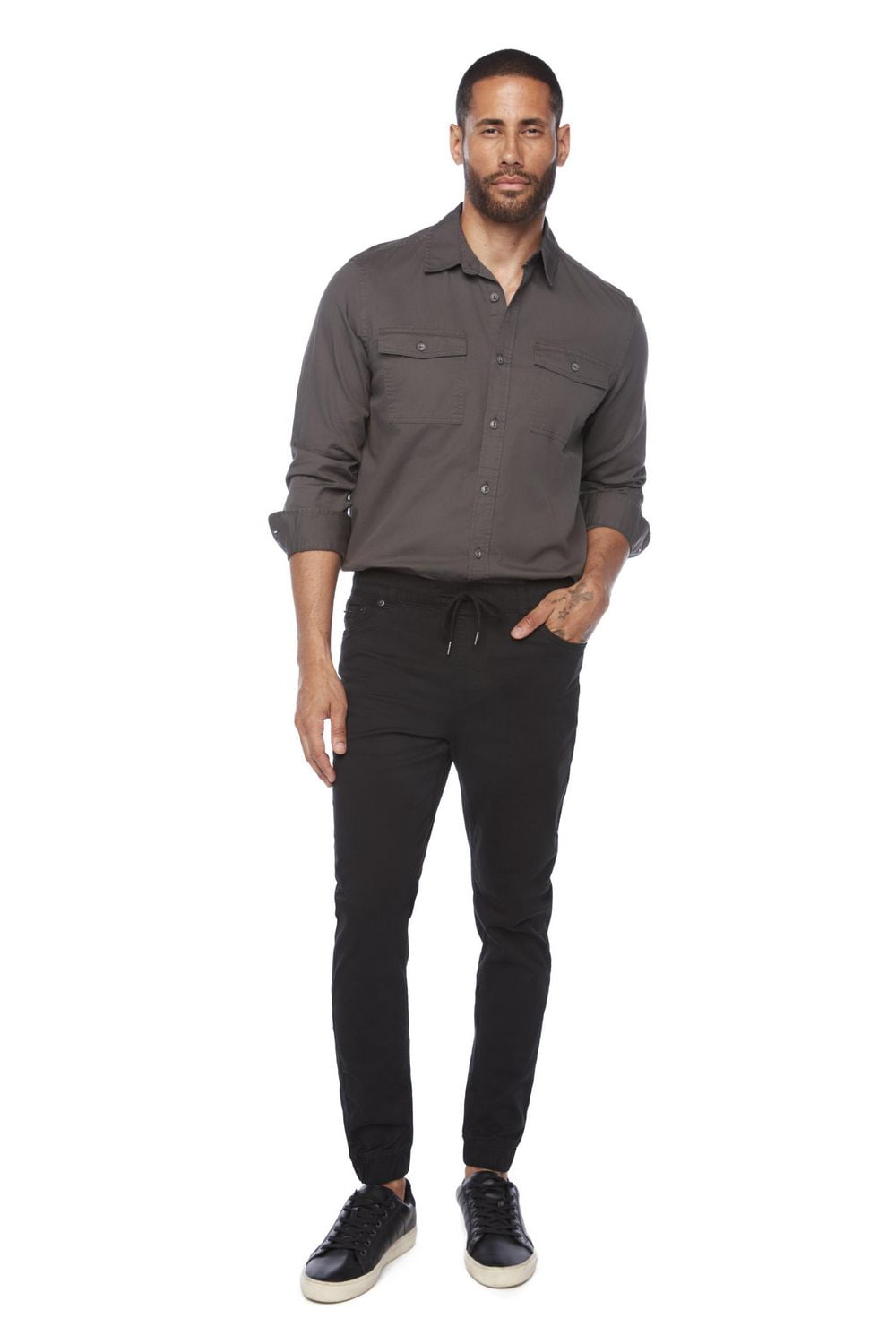 Jeaniologie ™ Men's 5-pocket Classic Cuffed Jogger- Black, size 28 - 38