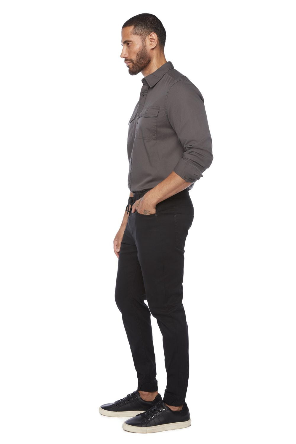 Jeaniologie ™ Men's 5-pocket Classic Cuffed Jogger- Black, size 28 - 38