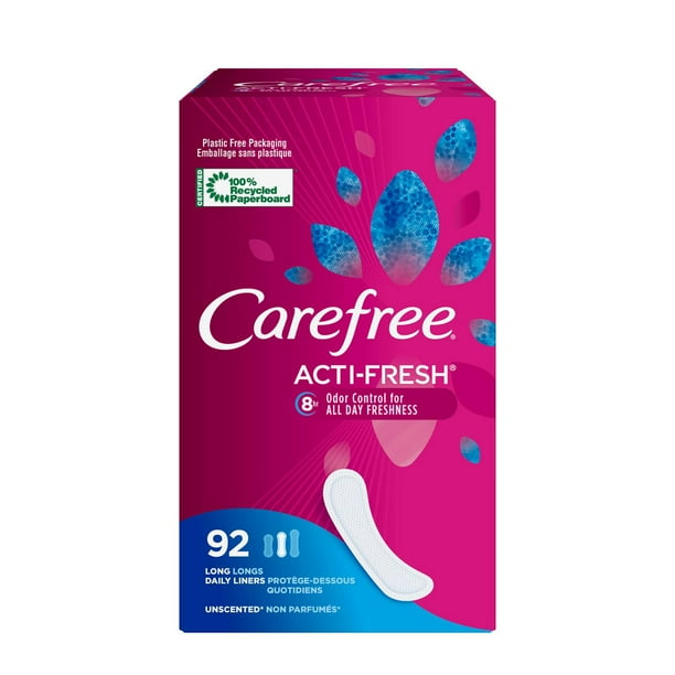 Carefree ActiFresh Body Shape Panty Liners Long Pack of 92 Liners, 92