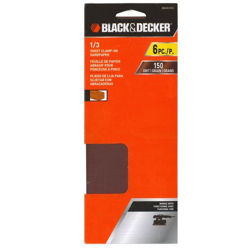 Papier abrasif BLACK+DECKER Clamp-on 1/3 feuille de 150 grains