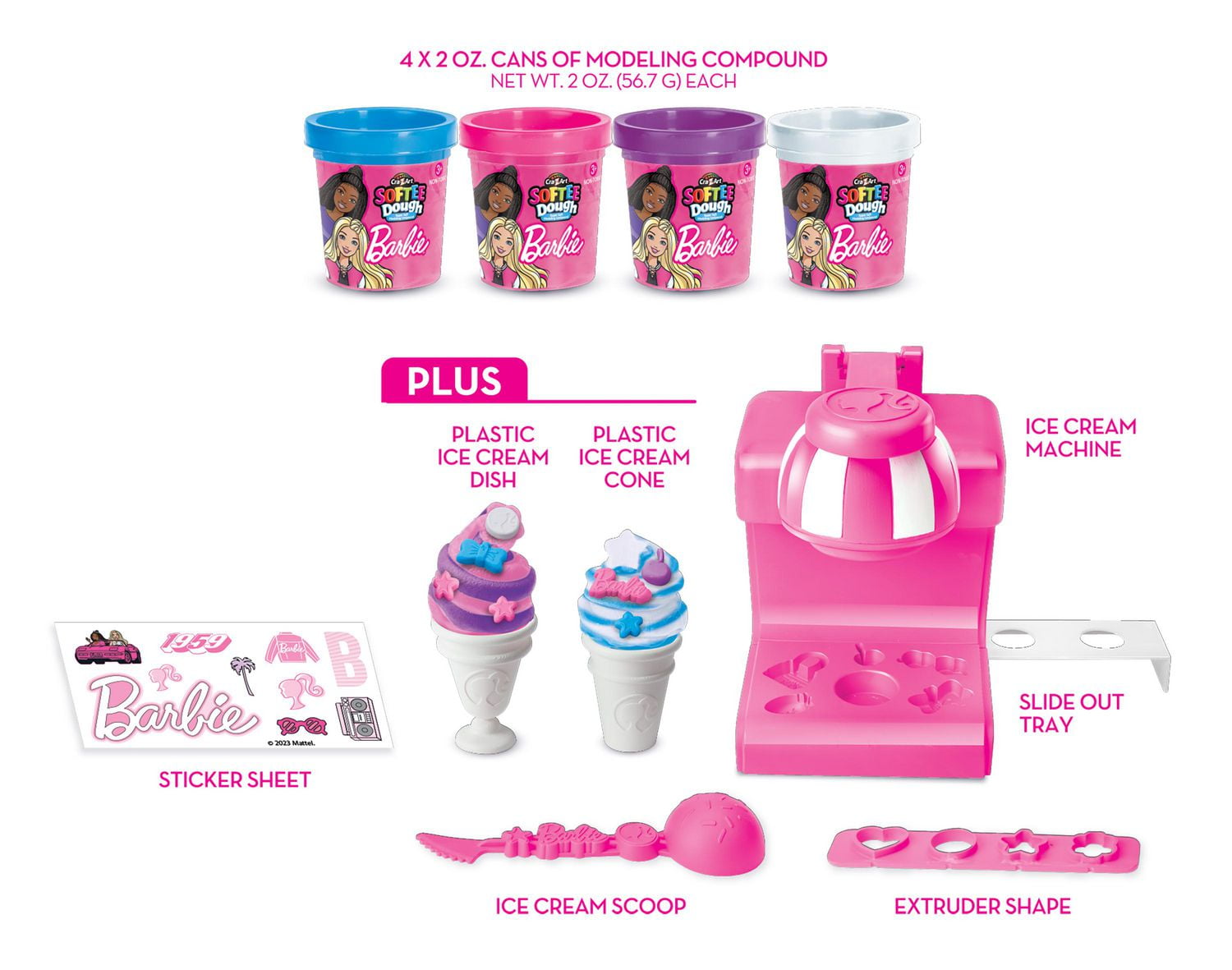 Softee Dough Barbie Ice Cream Play Set Barbie Softee Dough Set Walmart