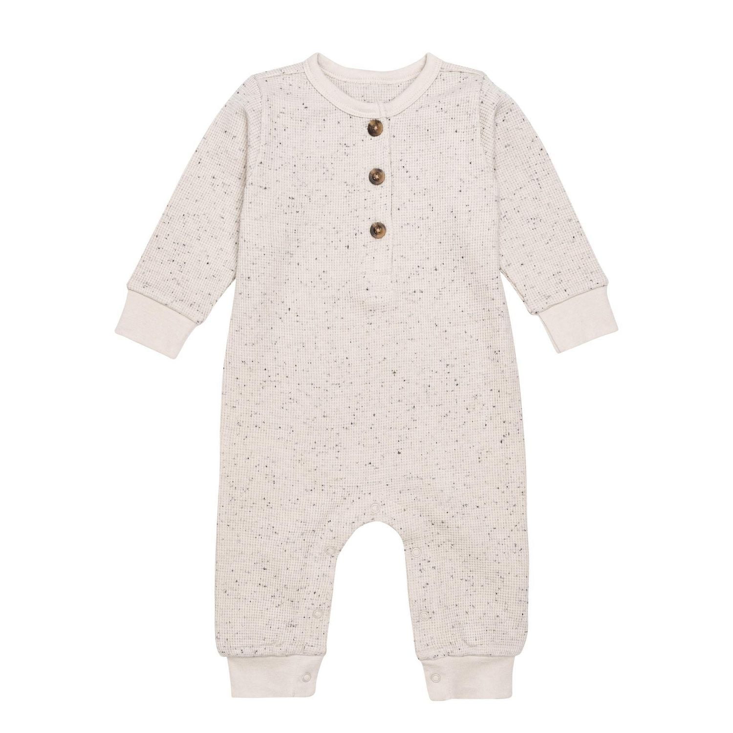 Modern Moments by Gerber - Long Sleeve + Long Leg Slouch Romper - Tan Leaves
