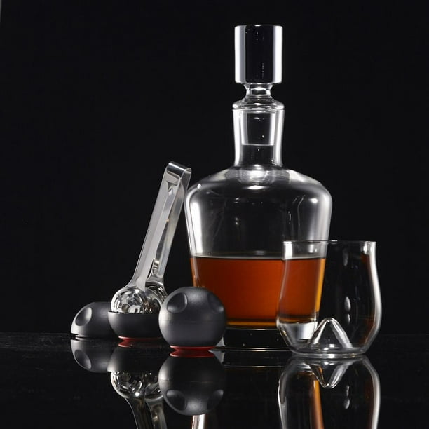 Brilliant ROX and ROLL 4-Piece Whisky Glass with Stainless Steel Ice Ball  Set