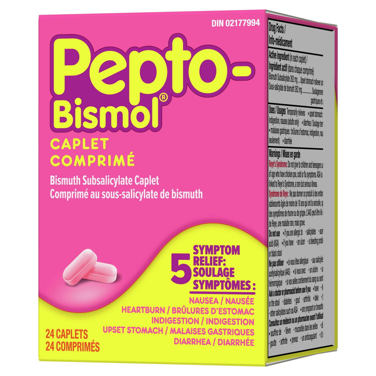 Comprimés Pepto Bismol pour soulager la nausée, les brûlures d’estomac, l’indigestion, les malaises gastriques et la diarrhée 24 unités