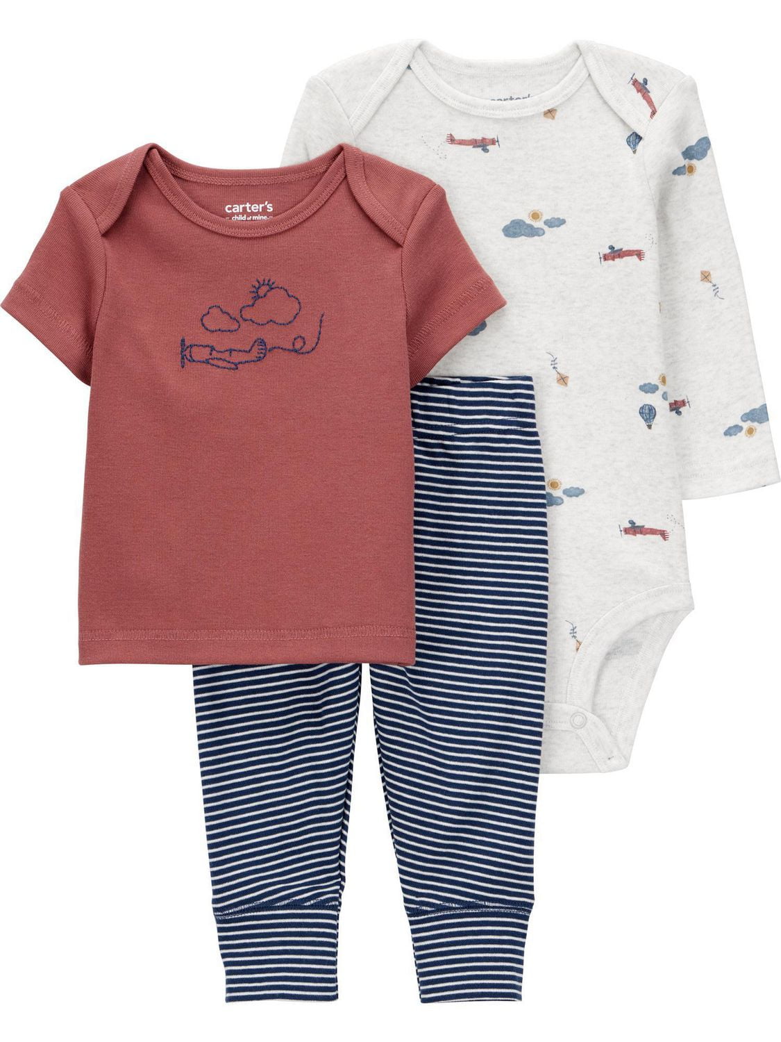Carter's Child of Mine Baby Boys' 3 Piece Set - Red Transportation
