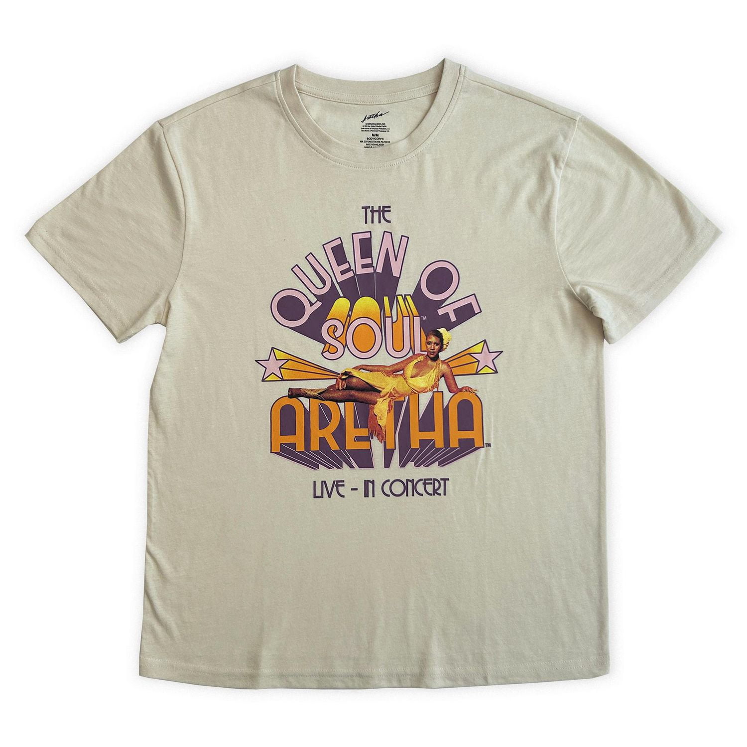 Aretha Franklin Ladie's short sleeve tee shirt., Sizes XS to XL