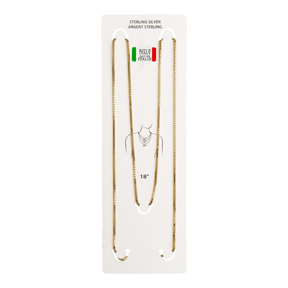 Luxury Designs 18” unisex Sterling Silver Gold-plated Box link chain