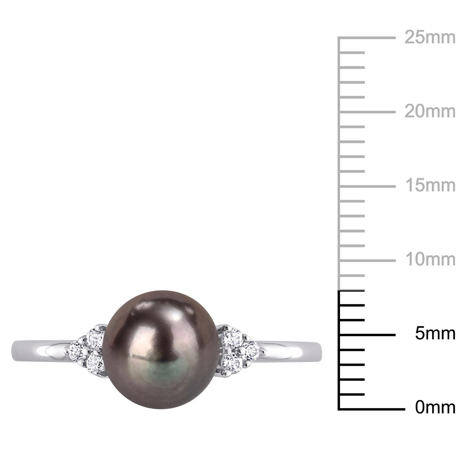 Bague cocktail Miabella en argent sterling avec perle culture d'eau douce noire et topaze blanche 1/5 CT P.T