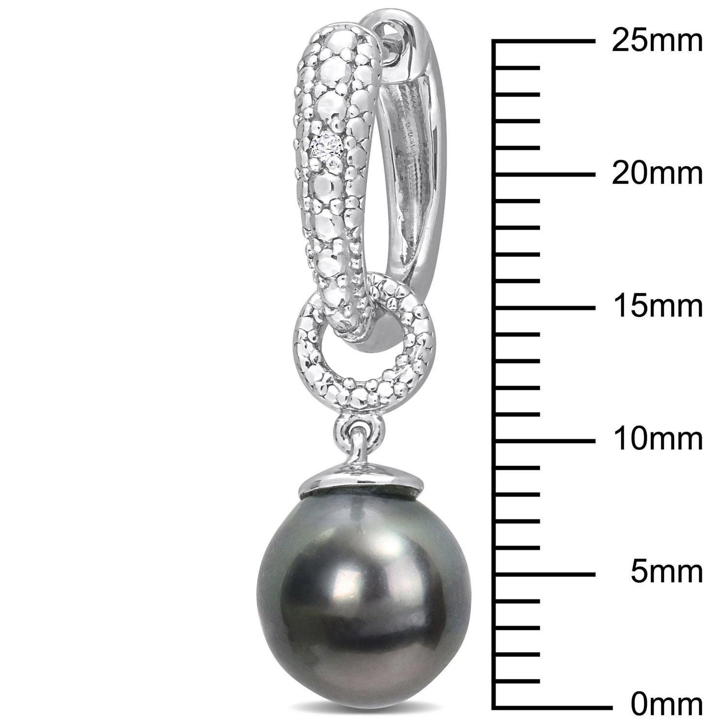 Boucles d'oreilles huggie Miabella en argent sterling avec perles culture Tahiti et accents de diamants