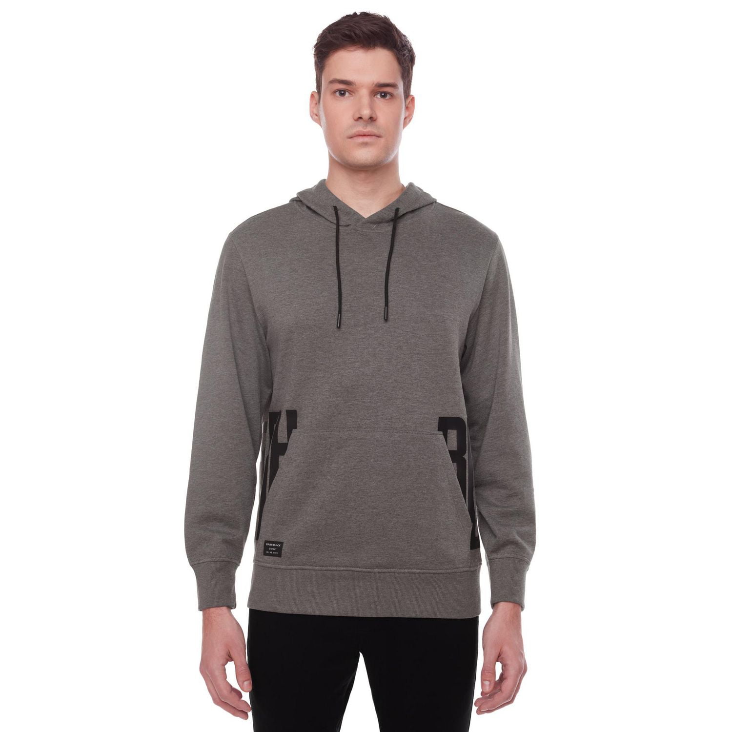 Dark Black Men's Long-Sleeve Graphic Hooded Sweatshirt