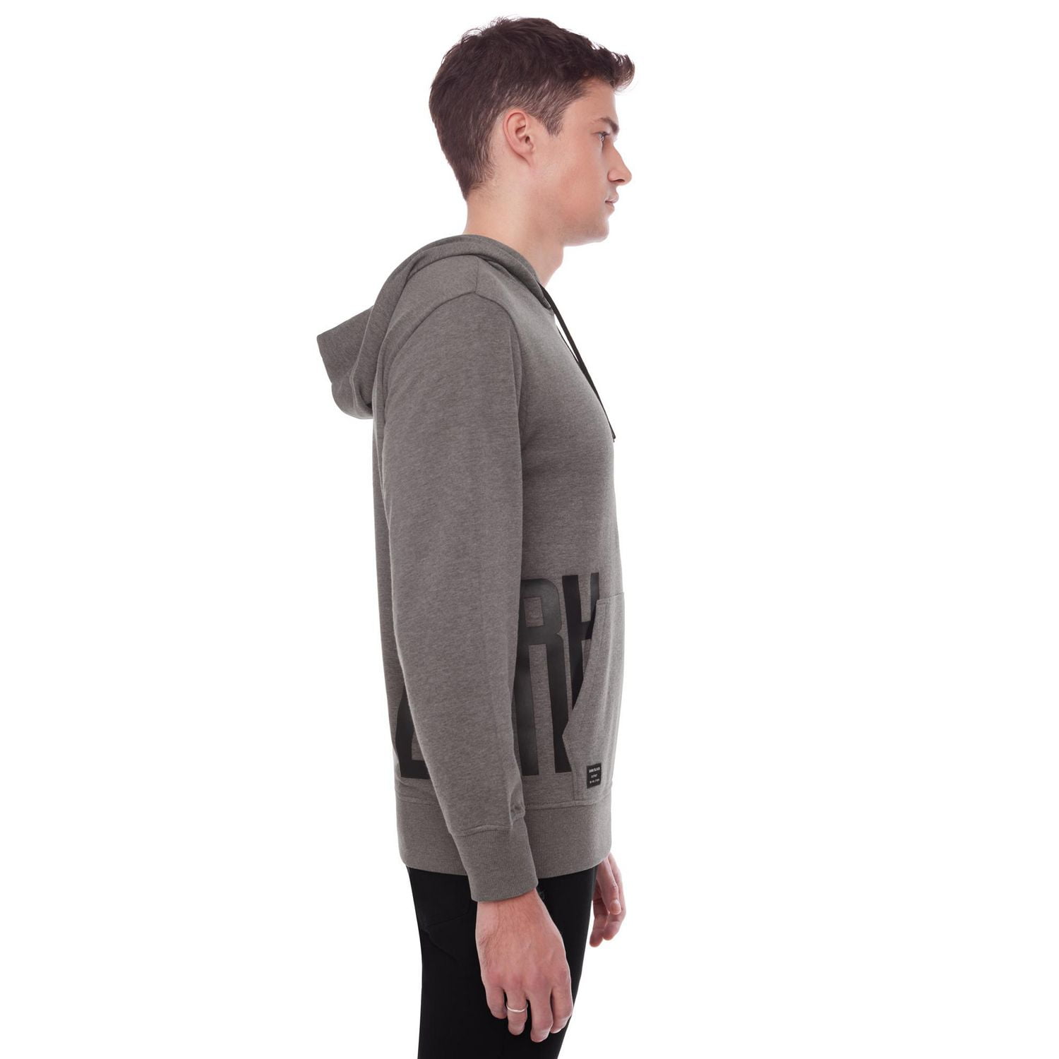 Dark Black Men's Long-Sleeve Graphic Hooded Sweatshirt