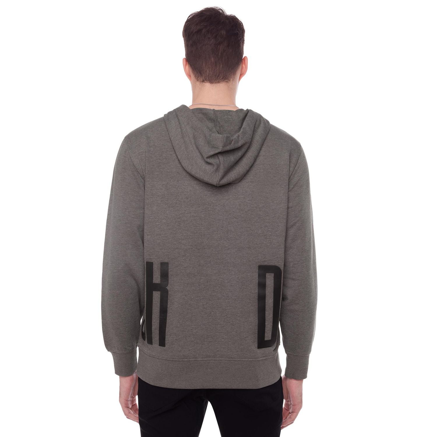 Dark Black Men's Long-Sleeve Graphic Hooded Sweatshirt