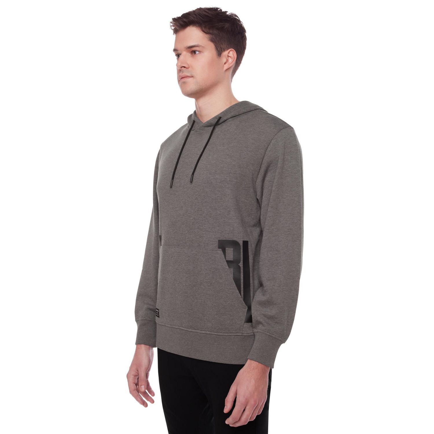 Dark Black Men's Long-Sleeve Graphic Hooded Sweatshirt