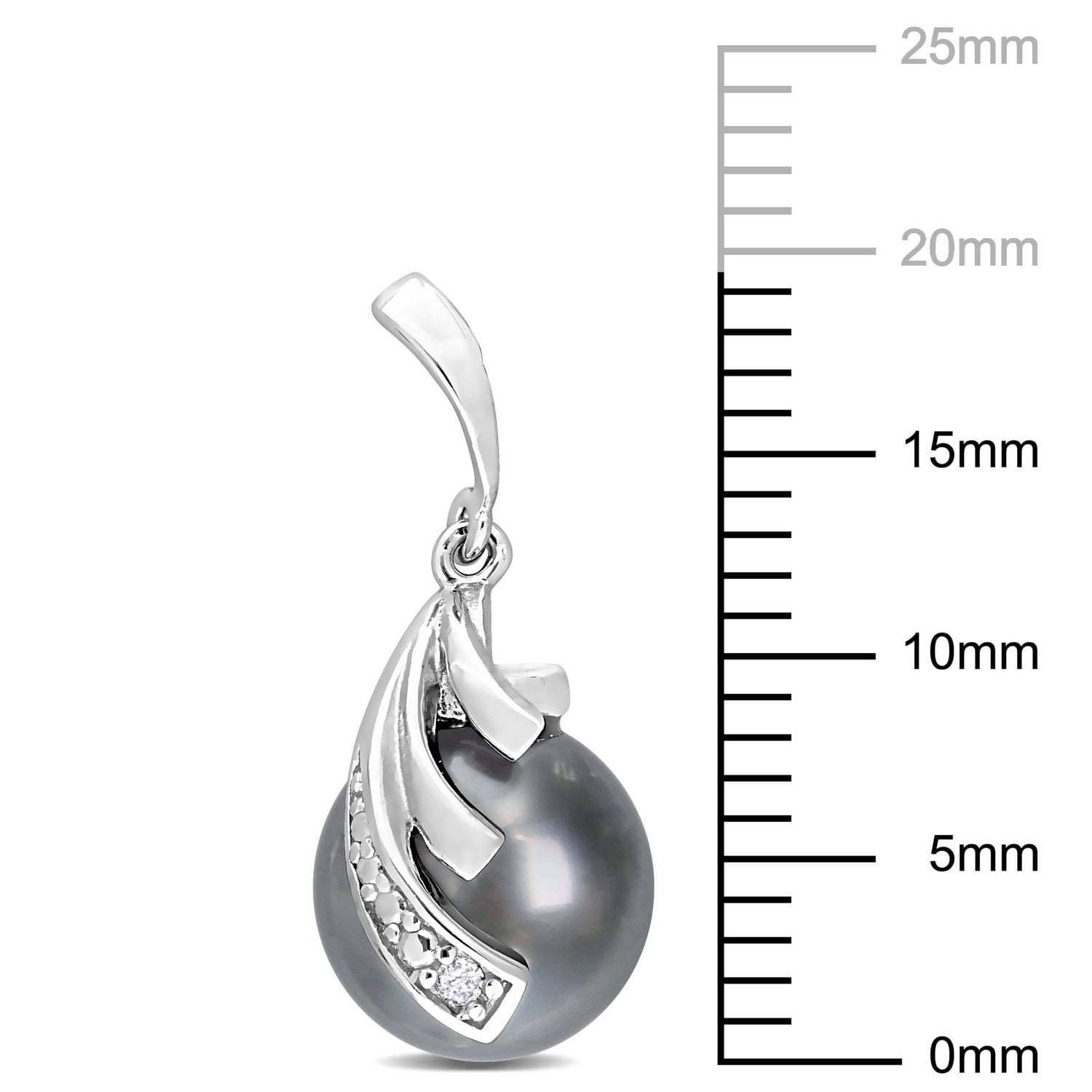 Miabella Tahitian Cultured Pearl and Diamond Accent Sterling Silver Feather Earrings