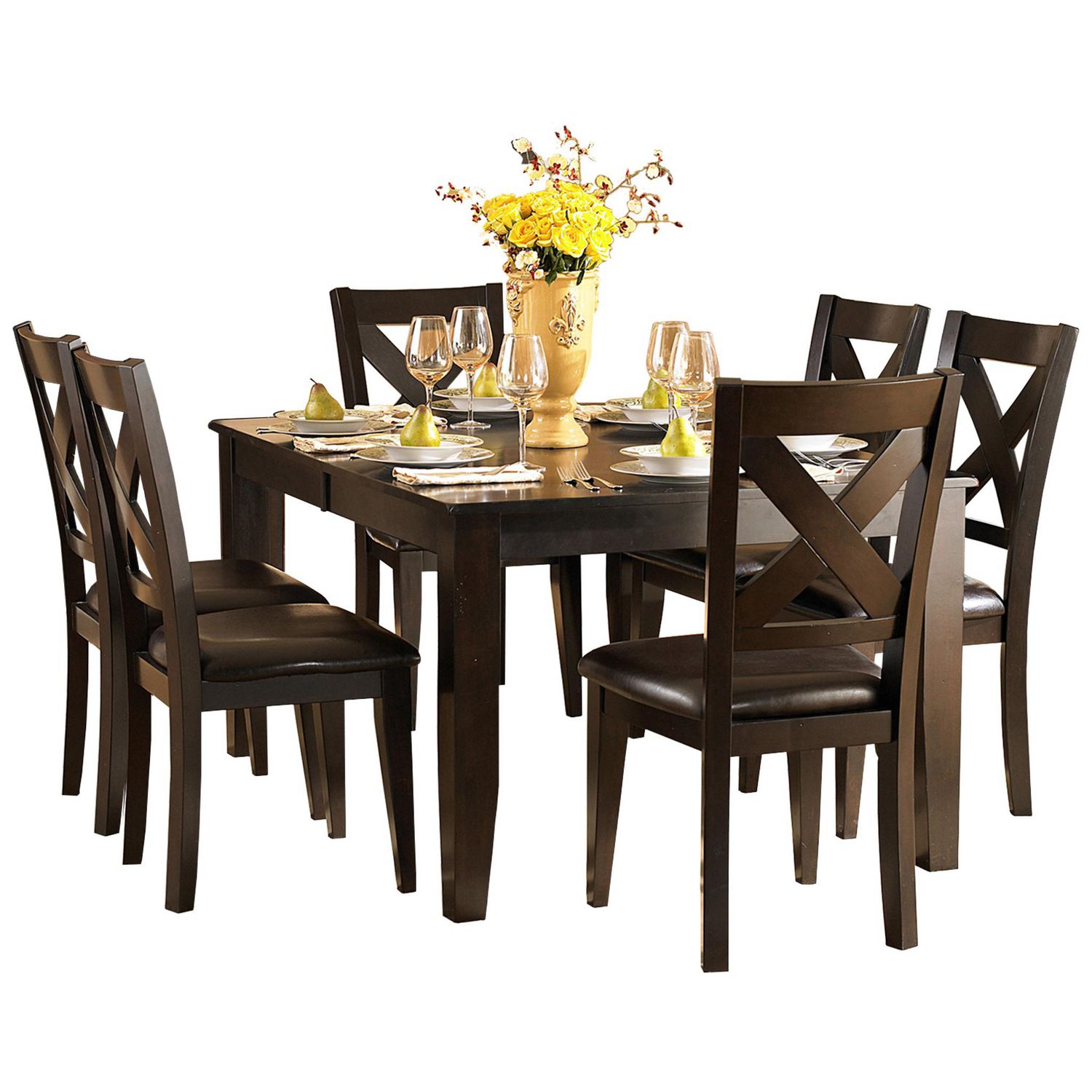 Topline Home Furnishings 7 pc Solid Wood Dining Set Walmart.ca