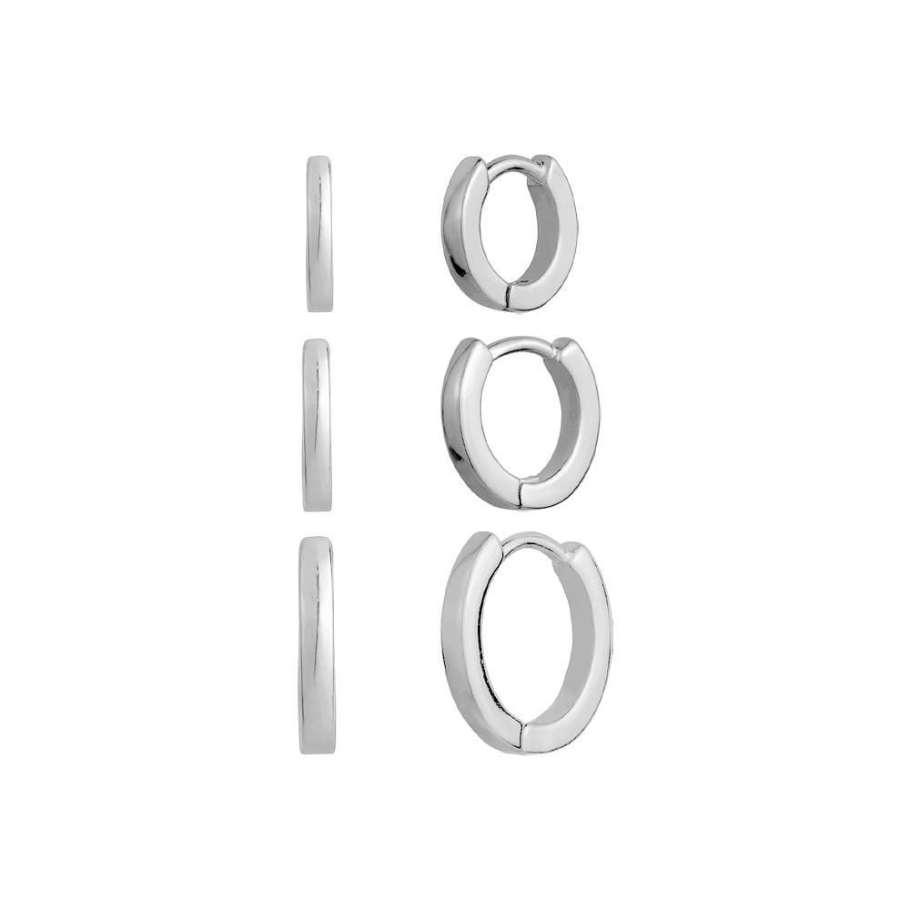 Trio de créoles plaquées argent Luxury Designs