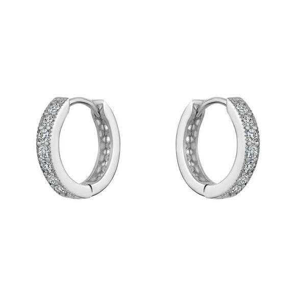 Luxury Designs Sterling Silver Cubic Zirconia Milgrain Hoop
