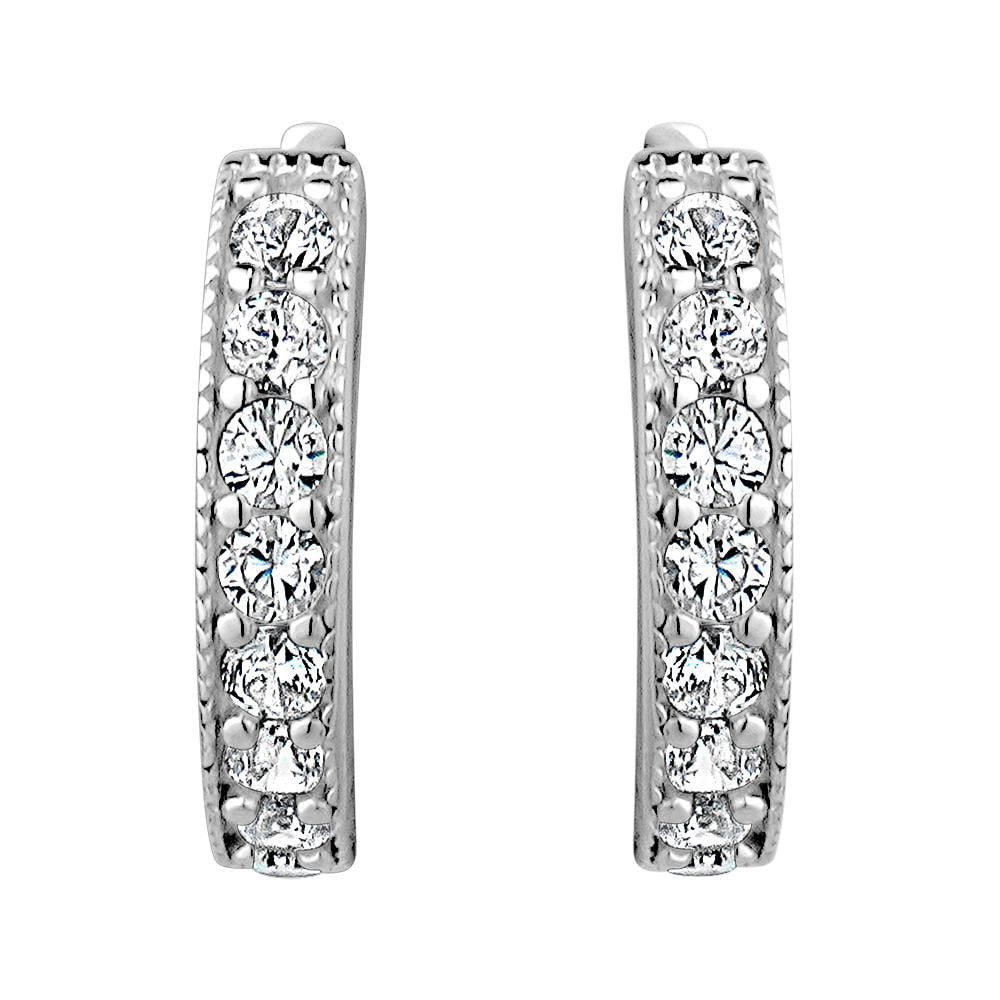 Luxury Designs Créoles Milgrain en Argent Sterling et Zircon Cubique